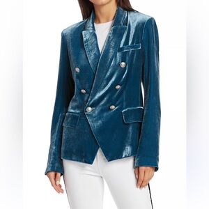 L'AGENCE Kenzie Blazer Blue Cortez (Velvet Blazer) size 8